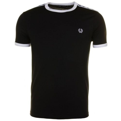Mens Black Taped Ringer S/s Tee Shirt 60173 by Fred Perry from Hurleys