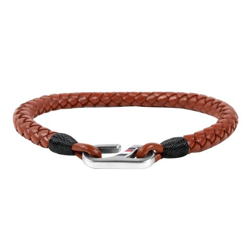 Mens Brown Leather Hook Bracelet 44227 by Tommy Hilfiger from Hurleys