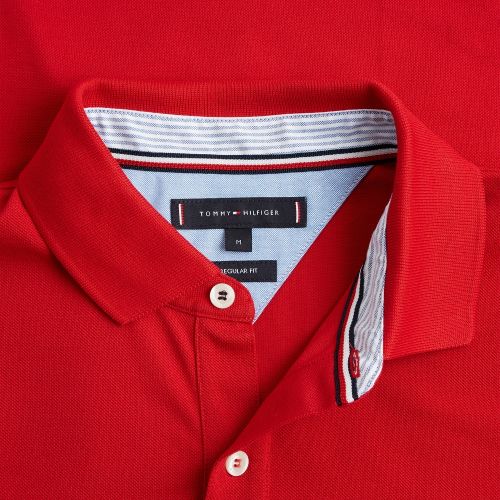 Mens Primary Red Insert Regular Fit S/s Polo Shirt 58060 by Tommy Hilfiger from Hurleys