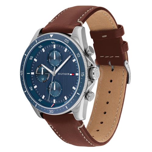 Mens Brown/Blue Parker Leather Watch 86606 by Tommy Hilfiger from Hurleys