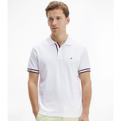 Mens White Cuff Branding Regular Fit S/s Polo Shirt 108275 by Tommy Hilfiger from Hurleys