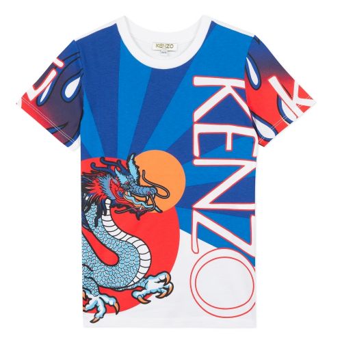 Boys Blue/White Jim Dragon S/s T Shirt 53695 by Kenzo from Hurleys