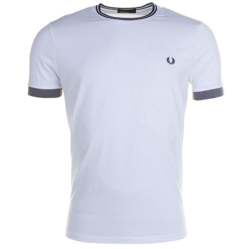 Mens White Tipped Ringer S/s Tee Shirt 60159 by Fred Perry from Hurleys