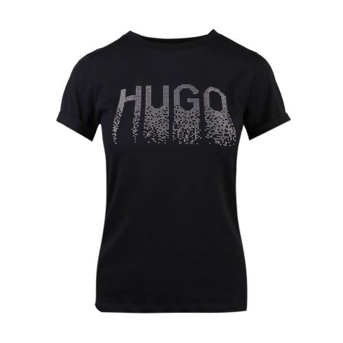 Womens Black The Slim Tee 13 Glitter S/s T Shirt 97582 by HUGO from Hurleys