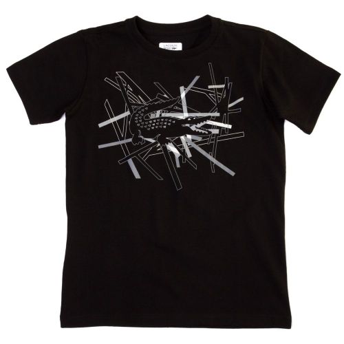 Boys Black Croc S/s Tee Shirt (8yr+) 63956 by Lacoste from Hurleys