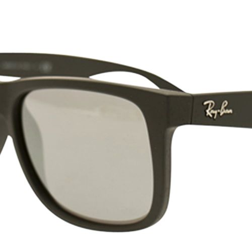 Black/Silver Mirror RB4165 Justin Rubber Sunglasses 9675 by Ray-Ban from Hurleys