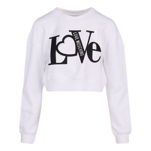 Womens Optical White Love Crop Sweat top 103261 by Love Moschino from Hurleys