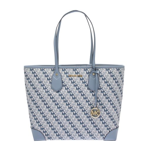 Womens Optic White/Blue Eva Signature Logo Large Shopper Bag 39861 by Michael Kors from Hurleys