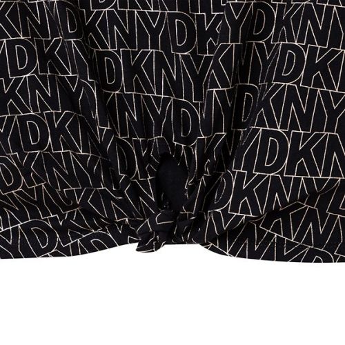 Girls Black Logo Print Front Knot Top 111023 by DKNY from Hurleys