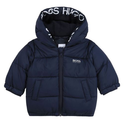 Toddler Navy Branded Hooded Padded Jacket 75628 by BOSS from Hurleys