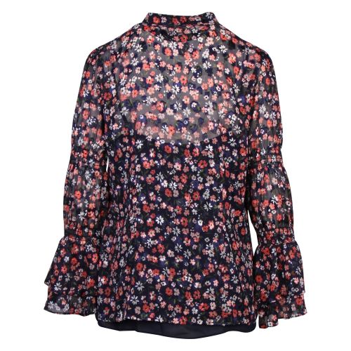 Womens Navy/Coral Garden Patch Burnout Blouse 58695 by Michael Kors from Hurleys