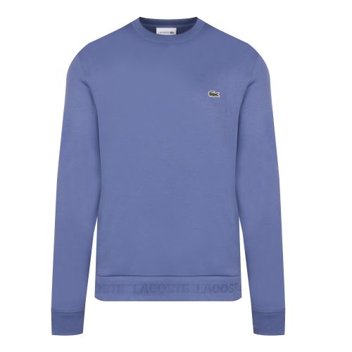 Mens Mid Blue Branded Tape Crew Sweat Top 48782 by Lacoste from Hurleys