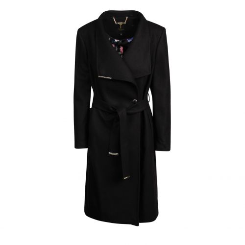 Womens Black Rose Midi Wool Wrap Coat 78069 by Ted Baker from Hurleys