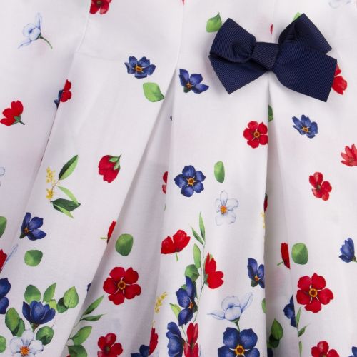 Infant White/Navy Floral Bow Dress 58219 by Mayoral from Hurleys