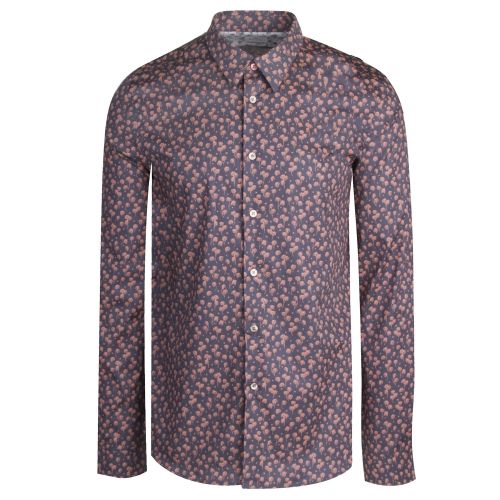 Mens Navy Palm Print Tailored L/s Shirt 35735 by PS Paul Smith from Hurleys