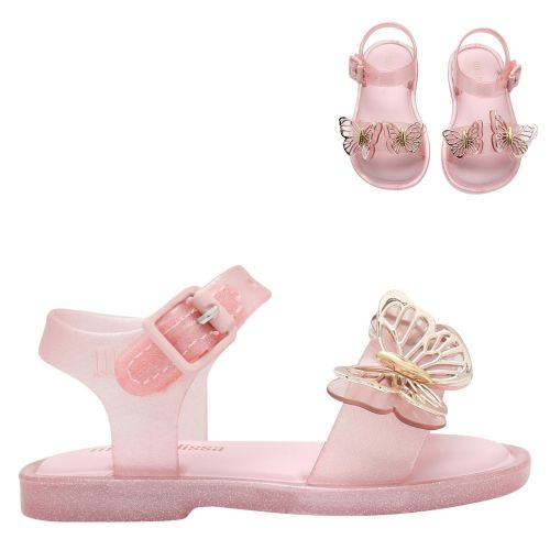 Girls Pink Glitter Mini Mar Butterfly Sandals (4-9) 58838 by Mini Melissa from Hurleys
