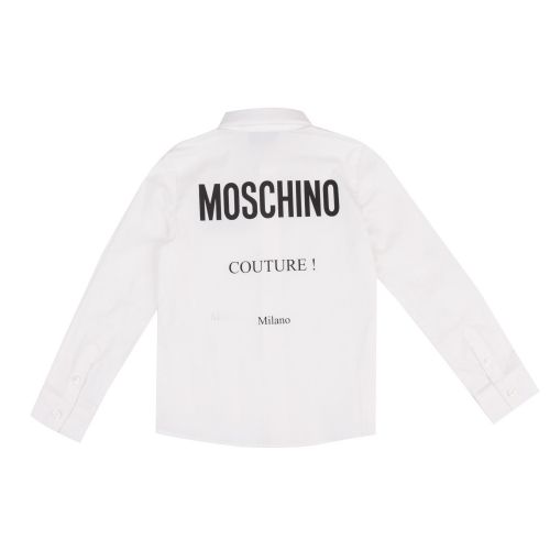 Boys Optical White Branded L/s Shirt 47357 by Moschino from Hurleys