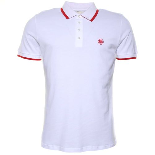 Mens White Multistripe S/s Polo Shirt 49446 by Pretty Green from Hurleys