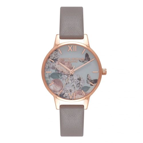 Womens London Grey & Rose Gold Signature Floral Midi Dial Watch 26050 by Olivia Burton from Hurleys