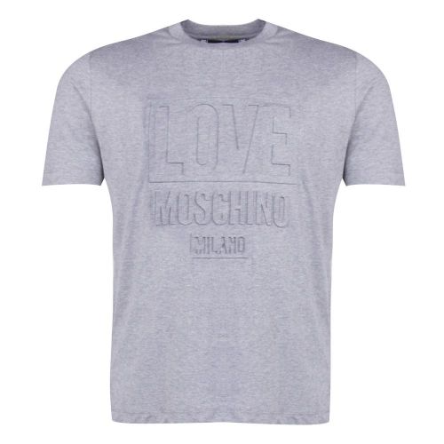 Mens Grey Melange Embossed Logo Regular S/s T Shirt 26894 by Love Moschino from Hurleys