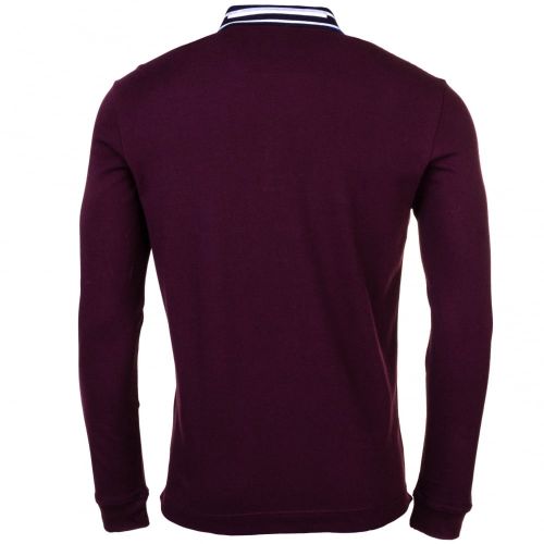 Mens Burgundy Striped Collar L/s Polo Shirt 61751 by Lacoste from Hurleys