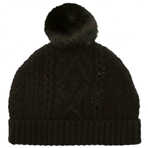 Womens Black Kyliee Cable Knit Bobble Hat 18627 by Ted Baker from Hurleys