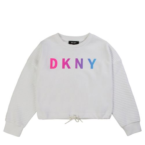 Girls White Ombre Logo Sweat Top 55834 by DKNY from Hurleys
