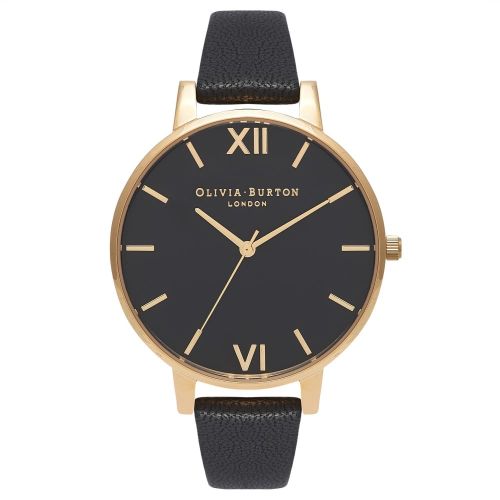 Womens Black Dial & Gold Case Cuff Big Dial Watch 26037 by Olivia Burton from Hurleys