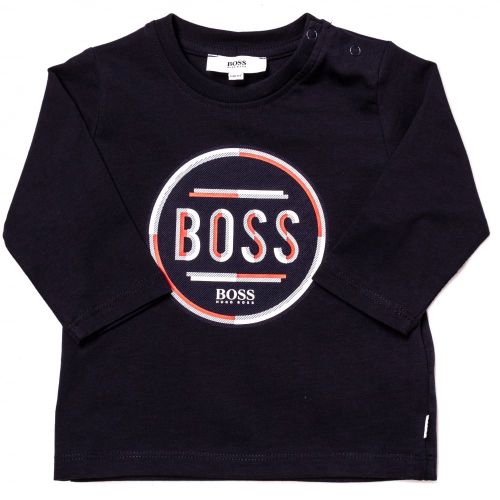 Baby Navy Circle Logo L/s Tee Shirt 65321 by BOSS from Hurleys