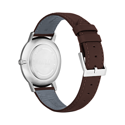 Mens Brown/Black/Silver Exist Leather Watch 78812 by HUGO from Hurleys