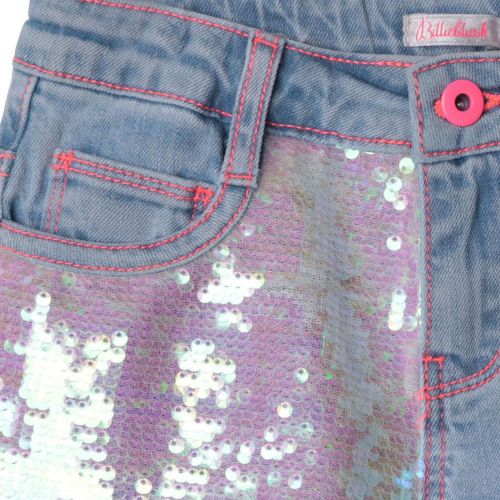 Girls Blue Sequin Denim Shorts 85170 by Billieblush from Hurleys