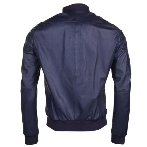 Mens Blue Leather Slim Fit Jacket 69664 by Armani Jeans from Hurleys