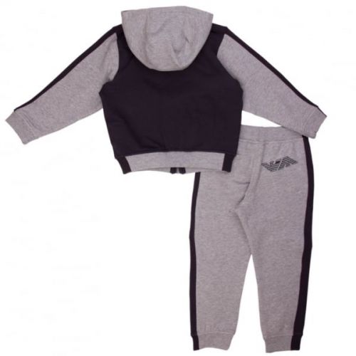 Boys Navy & Grey Eagle Hooded Tracksuit 11607 by Armani Junior from Hurleys