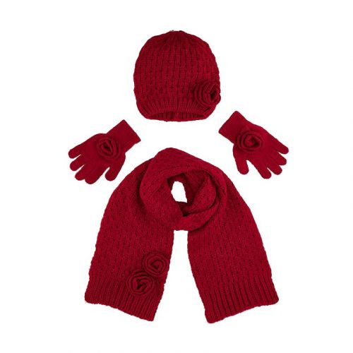 Girls Red Knitted Hat, Gloves & Scarf Set 75522 by Mayoral from Hurleys