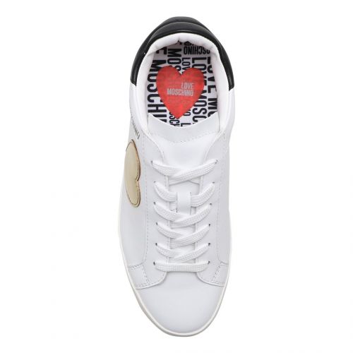 Womens White Metallic Heart Cupsole Trainers 101662 by Love Moschino from Hurleys