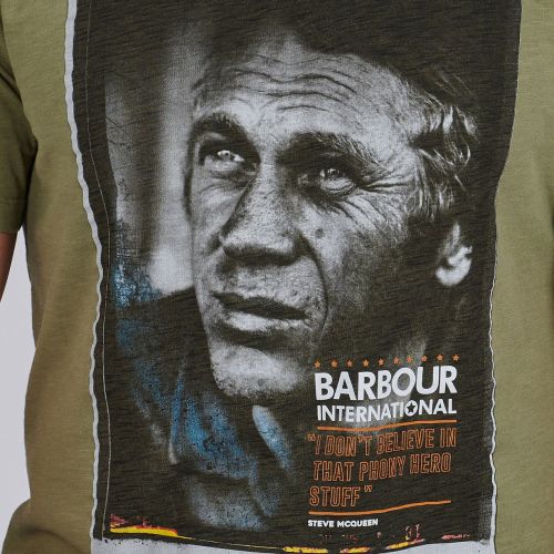 Mens Light Moss Hero S/s T Shirt 87543 by Barbour Steve McQueen Collection from Hurleys