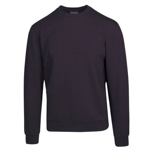 Mens Navy Embossed Logo Crew Sweat Top 37003 by Emporio Armani from Hurleys