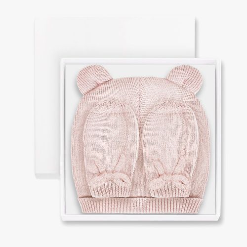 Baby Pink Fine Knit Hat & Mittens Set 95038 by Katie Loxton from Hurleys