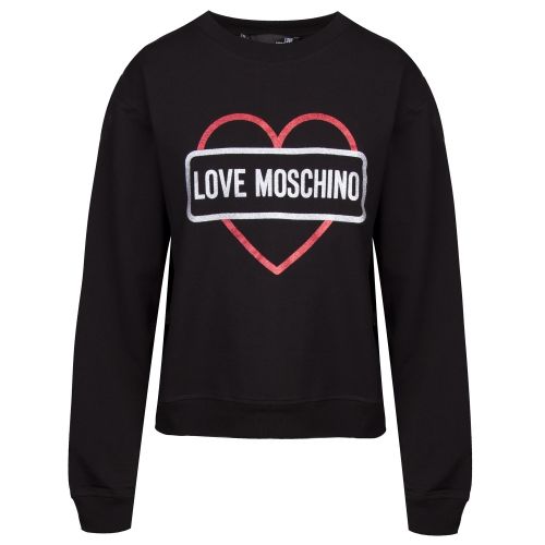 Womens Black Logo Heart Sweat Top 39448 by Love Moschino from Hurleys