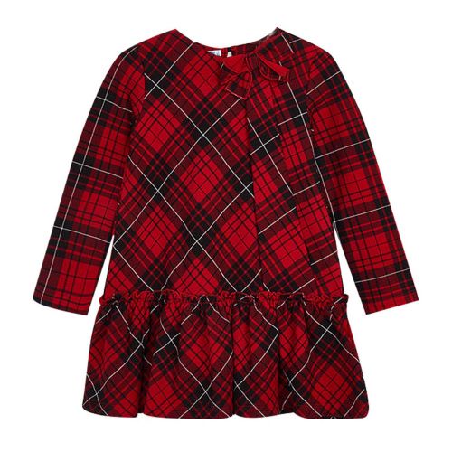 Girls Red Tartan Bow Dress 74866 by Mayoral from Hurleys