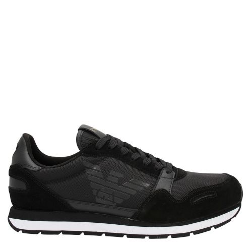 Mens Black Branded Mesh Trainers 45739 by Emporio Armani from Hurleys