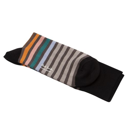 Mens Black Multi Stripe Tonal Socks 33905 by PS Paul Smith from Hurleys
