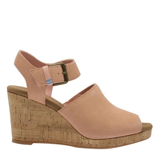 Womens Coral Pink Tropez Suede Wedges 41489 by Toms from Hurleys