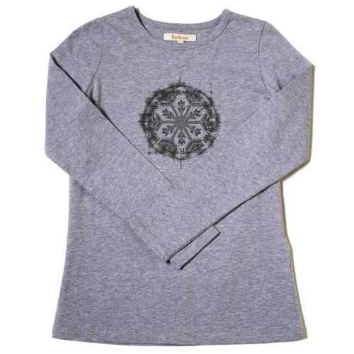 Girls Grey Marl Evie L/s Tee Shirt 19016 by Barbour from Hurleys