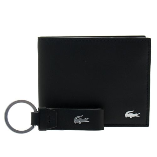 Mens Black Leather Wallet & Keyring Set 61855 by Lacoste from Hurleys