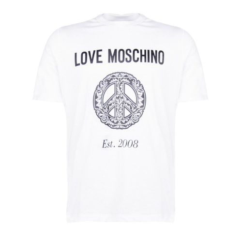 Mens Opitcal White Peace Wreath Regular S/s T Shirt 26888 by Love Moschino from Hurleys