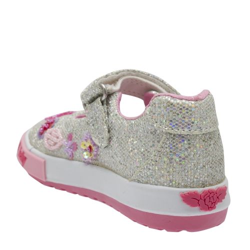 Baby Silver Glitter Daisy Dolly Shoes (20-24) 39320 by Lelli Kelly from Hurleys
