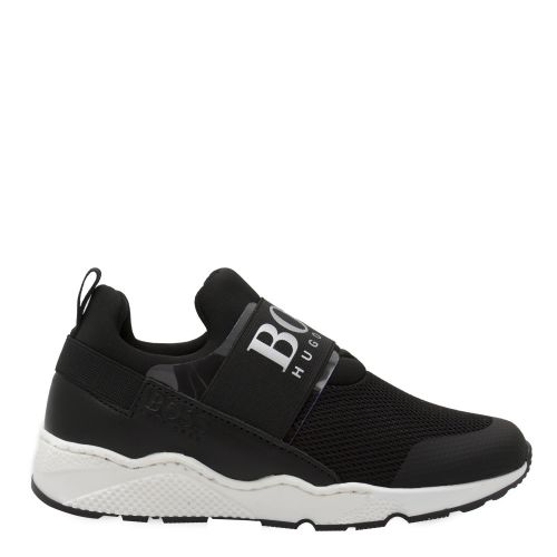 Boys Black Branded Elastic Trainers (28-35) 45573 by BOSS from Hurleys