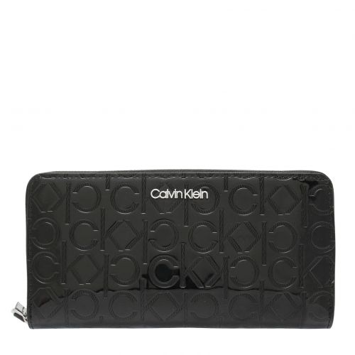 Womens Black Must Embossed Patent Zip Around Purse 77206 by Calvin Klein from Hurleys