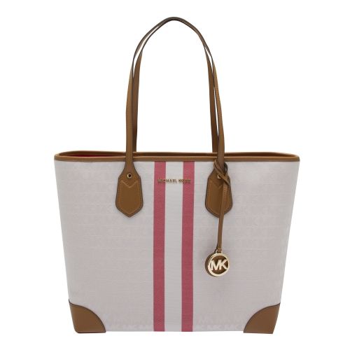 Womens Vanilla/Coral Eva Stripe Canvas Large Tote Bag 43238 by Michael Kors from Hurleys